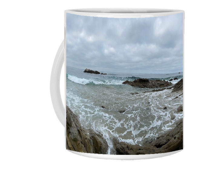 11oz White Mug - Wrap-around Ocean scene 1